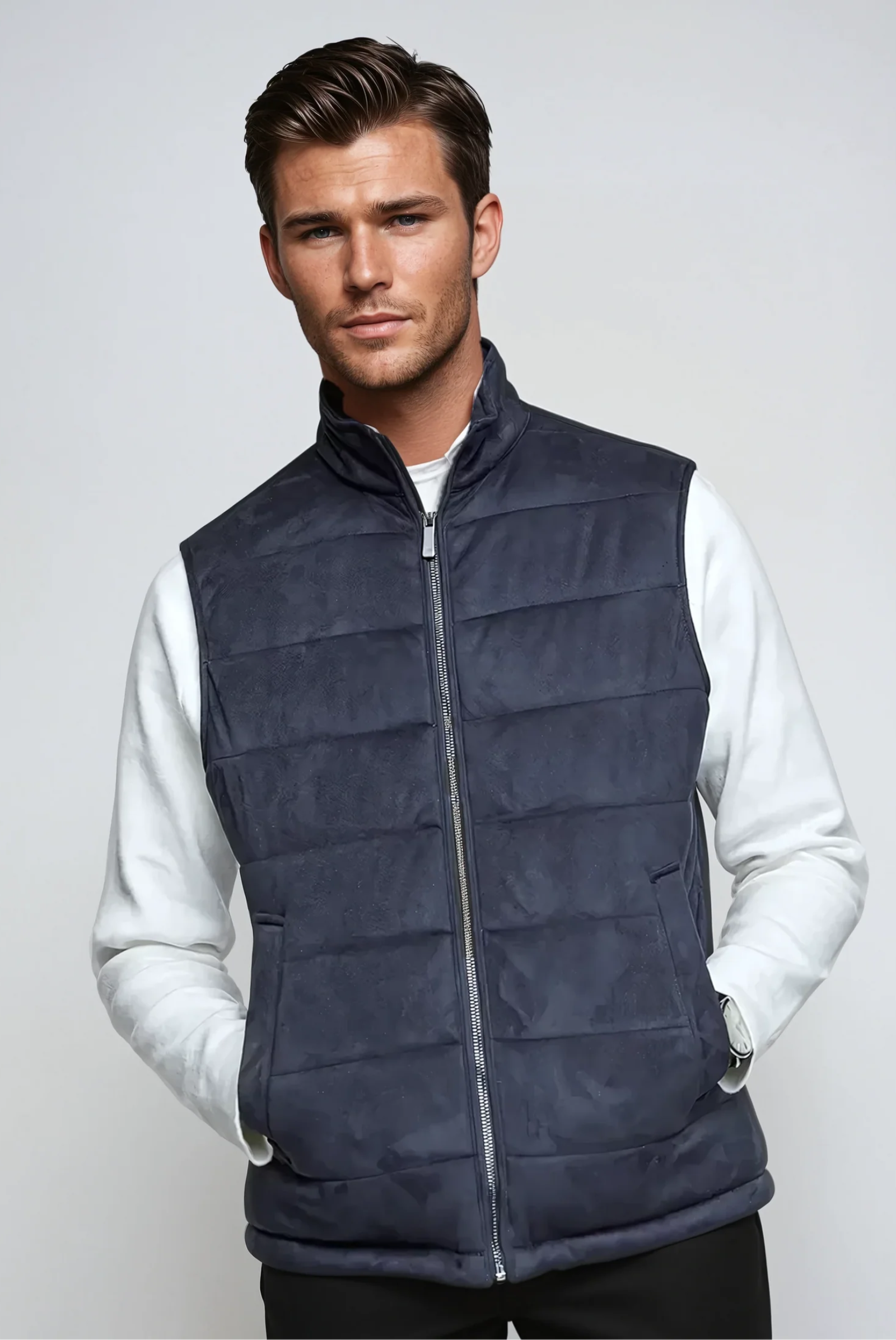 SUEDE GILET NAVY