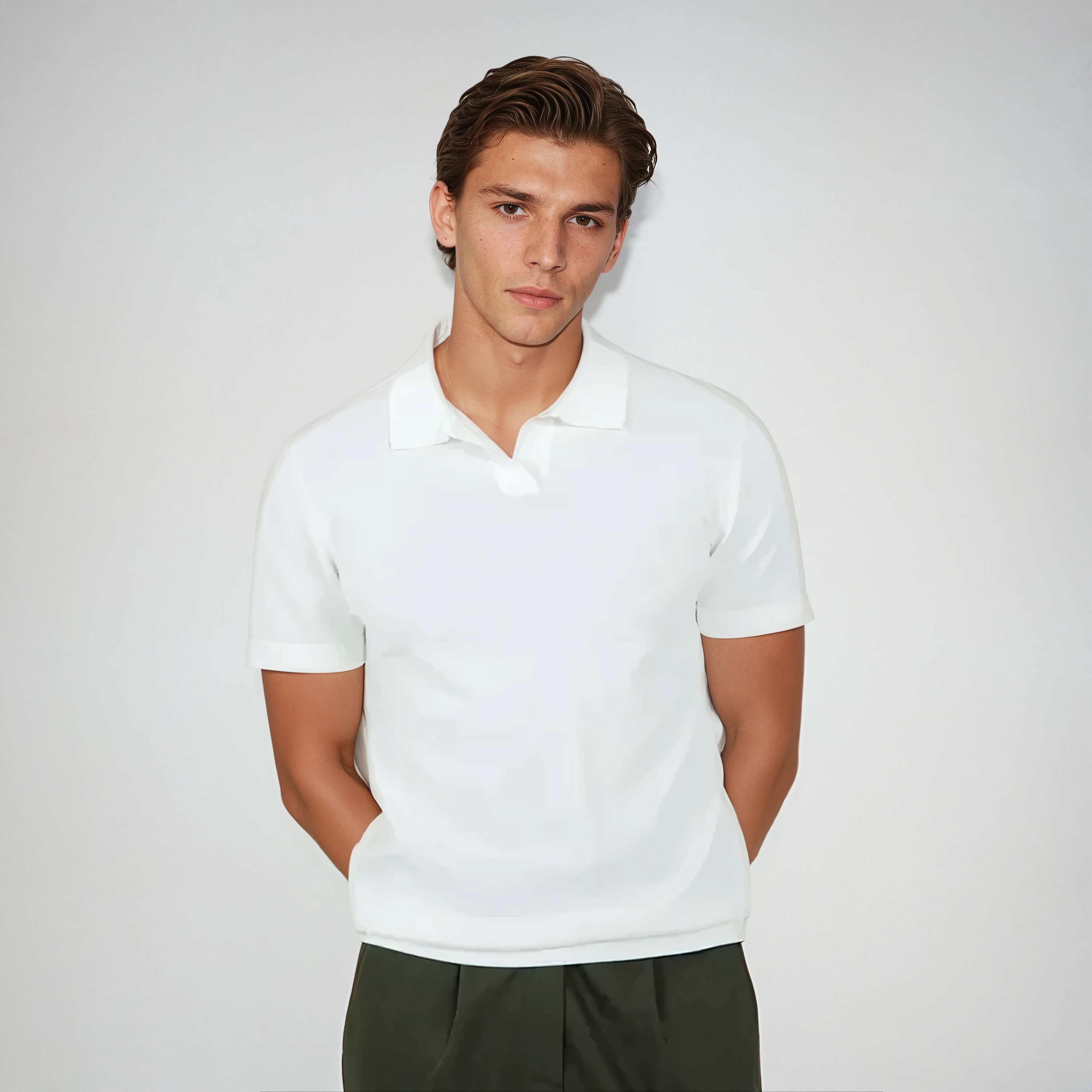 BUTTONLESS POLO SHIRT - WHITE