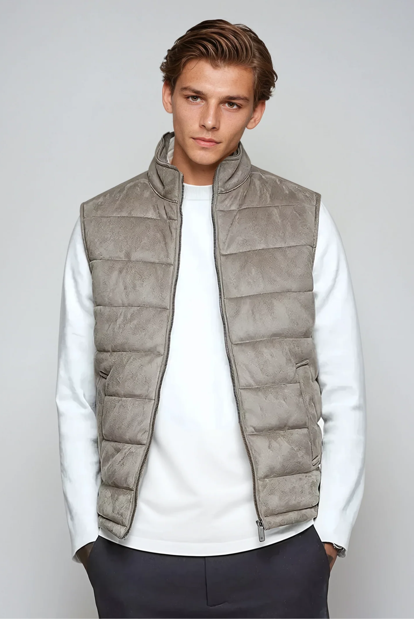 SUEDE GILET GREY