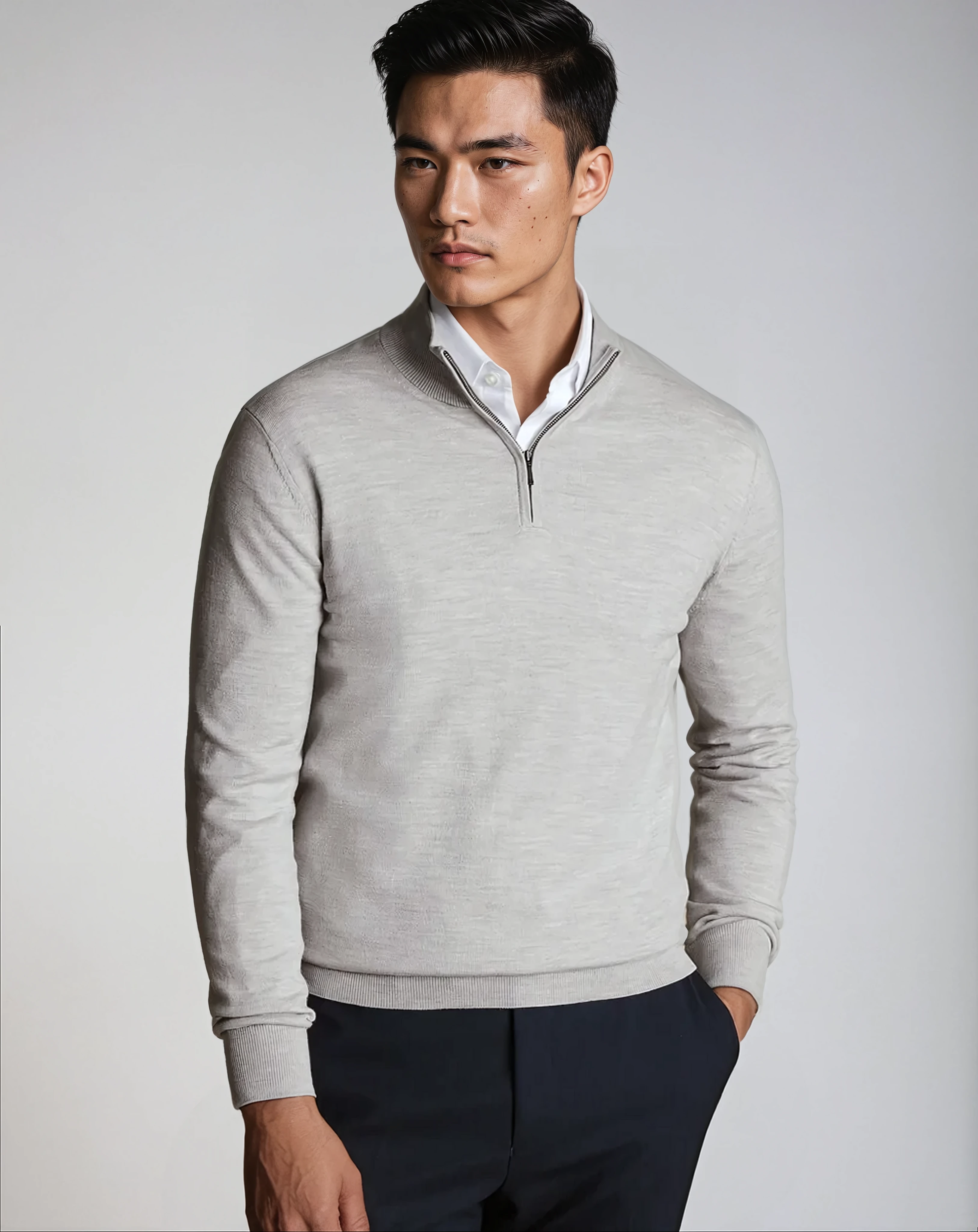 HALF ZIP SWEATER NAVY