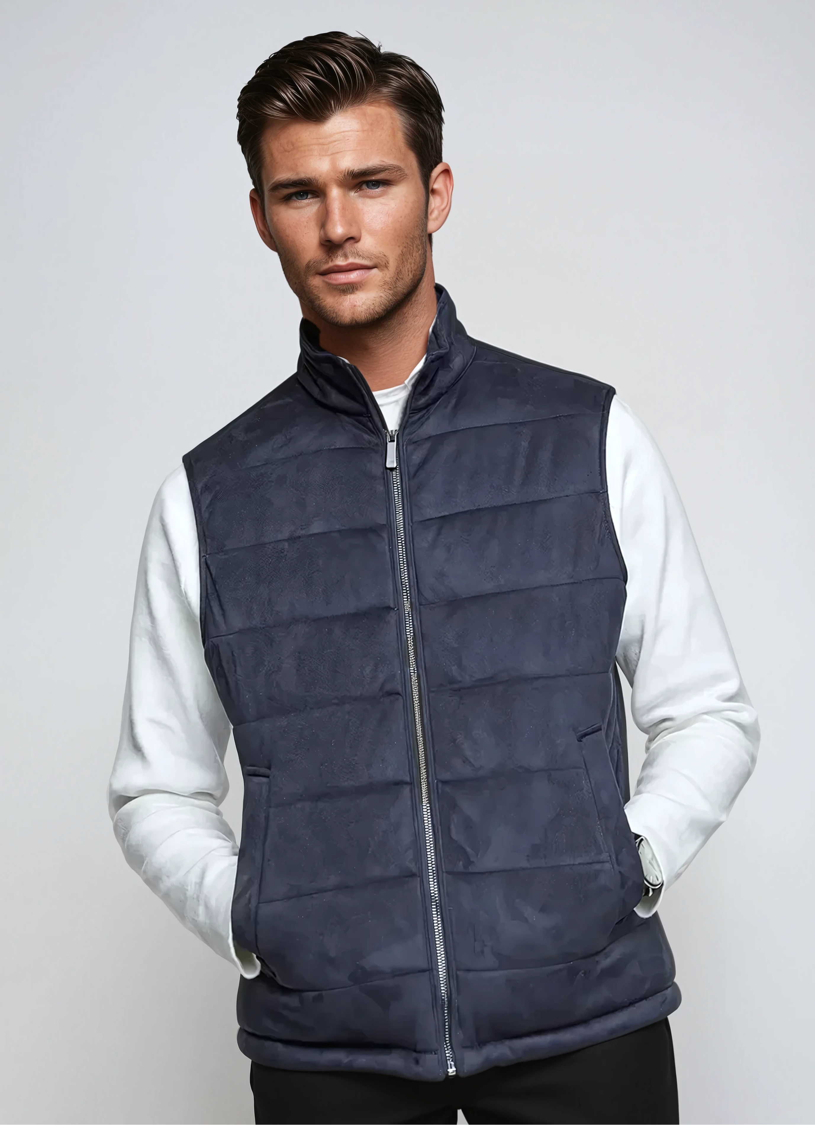 SUEDE GILET NAVY