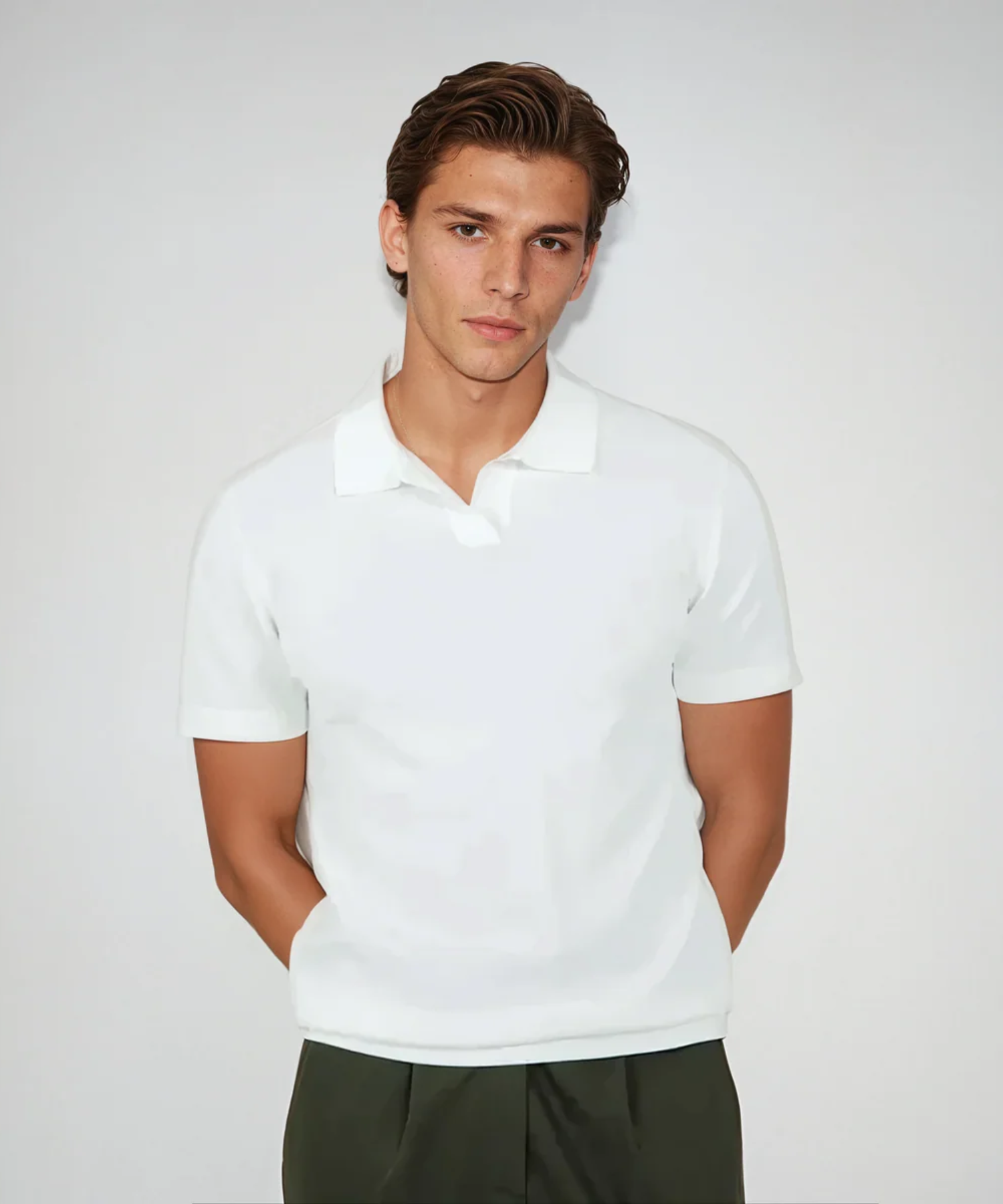 BUTTONLESS POLO SHIRT - WHITE