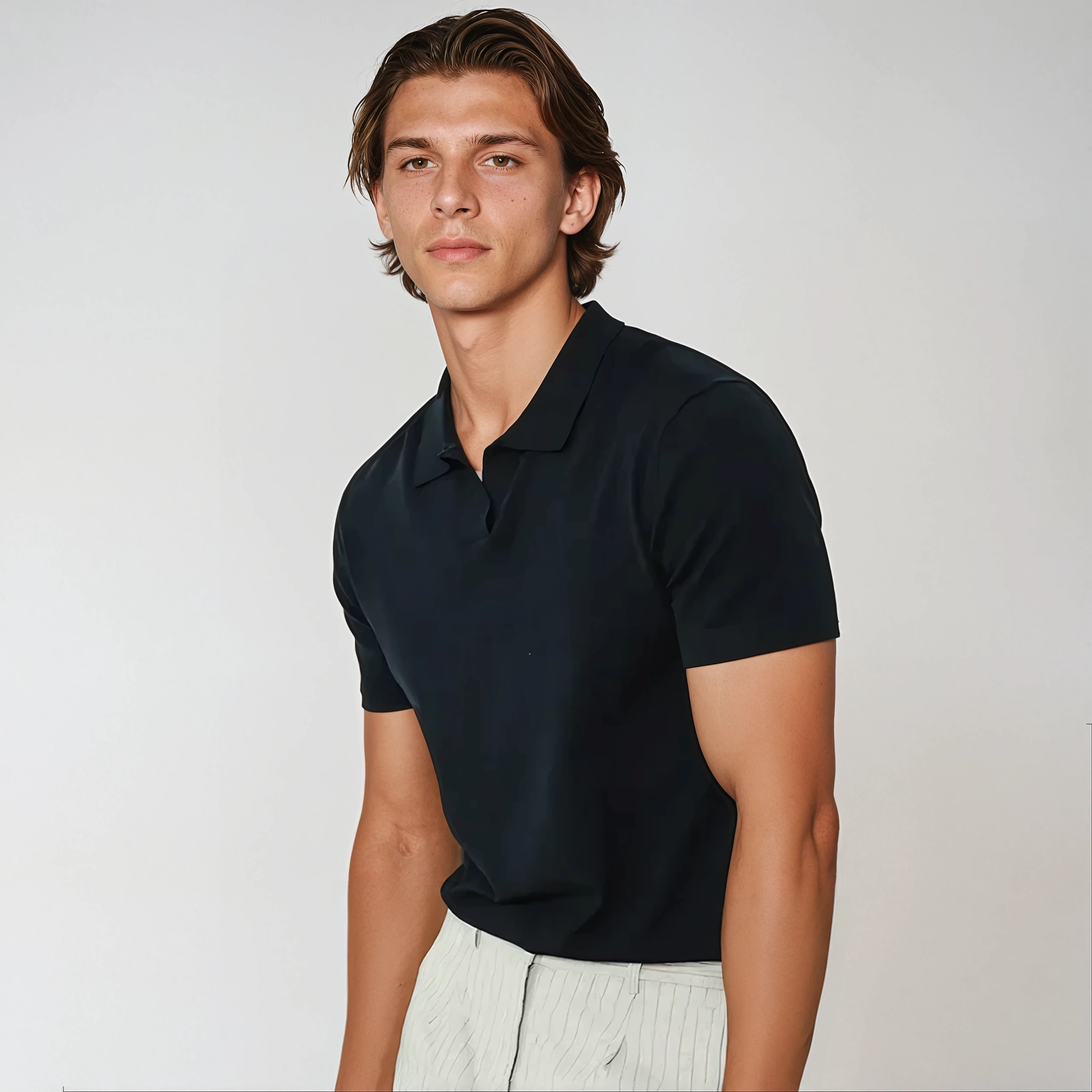 BUTTONLESS POLO SHIRT BLACK
