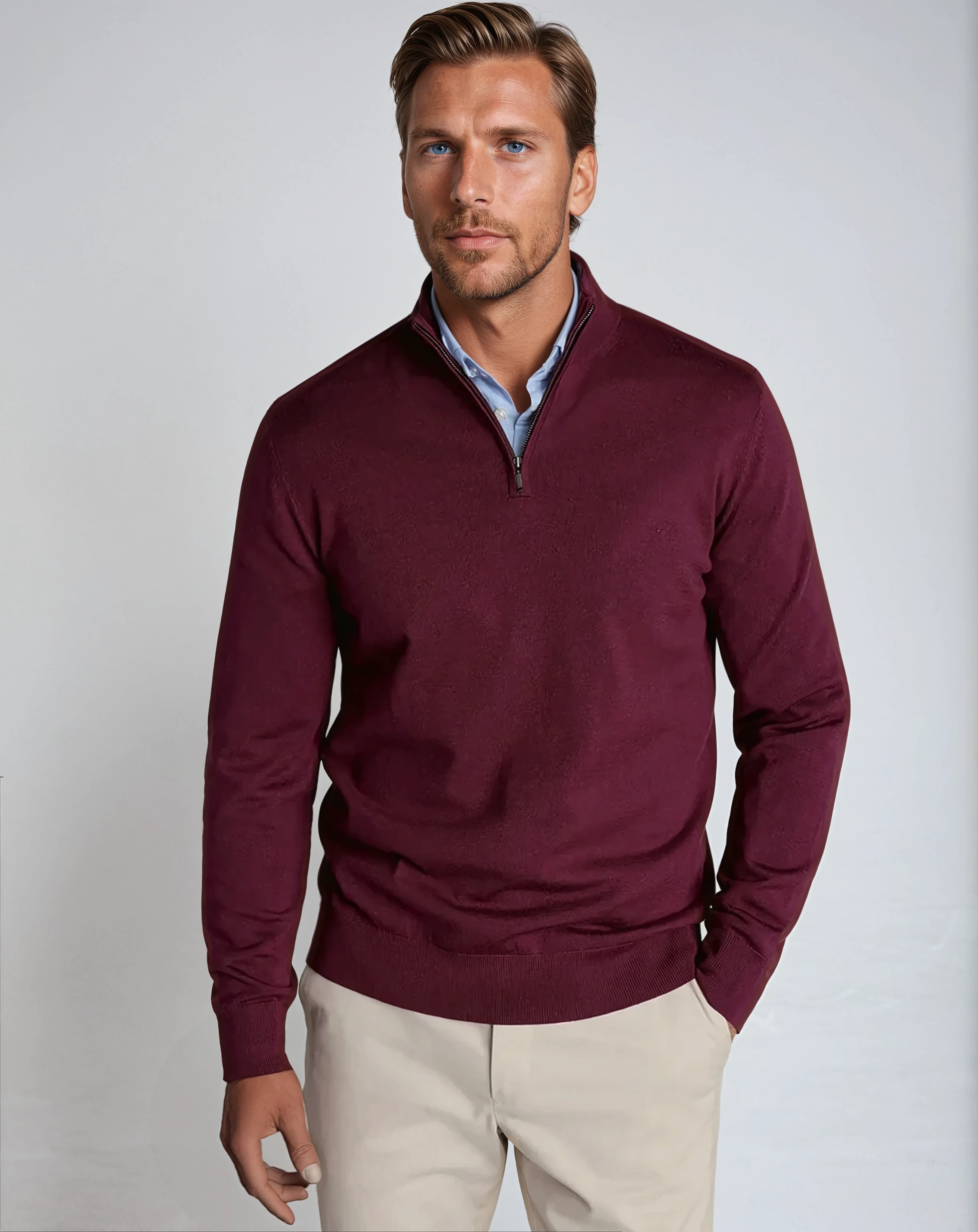 HALF ZIP SWEATER NAVY